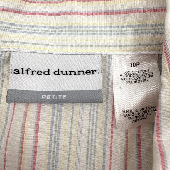 Alfred Dunner Petite Striped Floral Embroidered Button-Up Shirt 10P - Picture 4 of 4